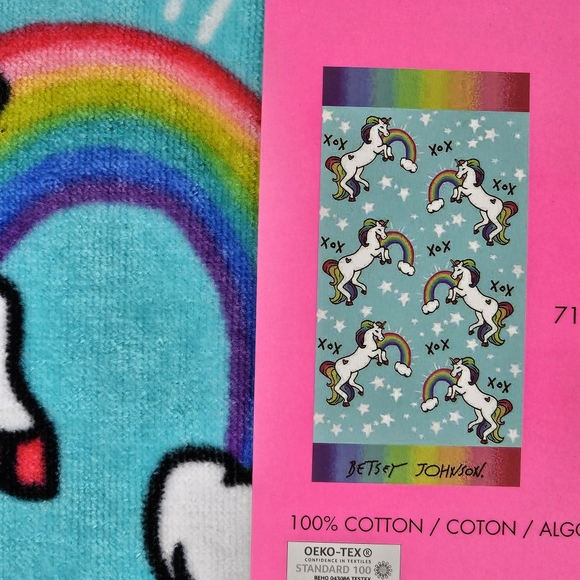 Betsey Johnson Unicorn Rainbow Beach Towel - Picture 2 of 2